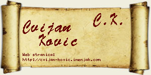 Cvijan Ković vizit kartica